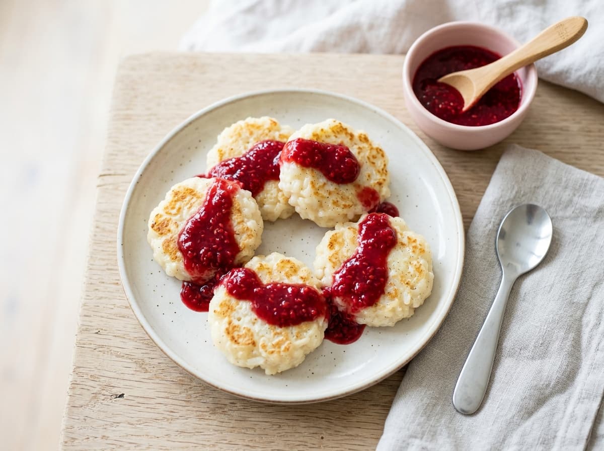 Kleine Milchreis-Taler mit Himbeermark: Ein leckerer Snack für Kleinkinder