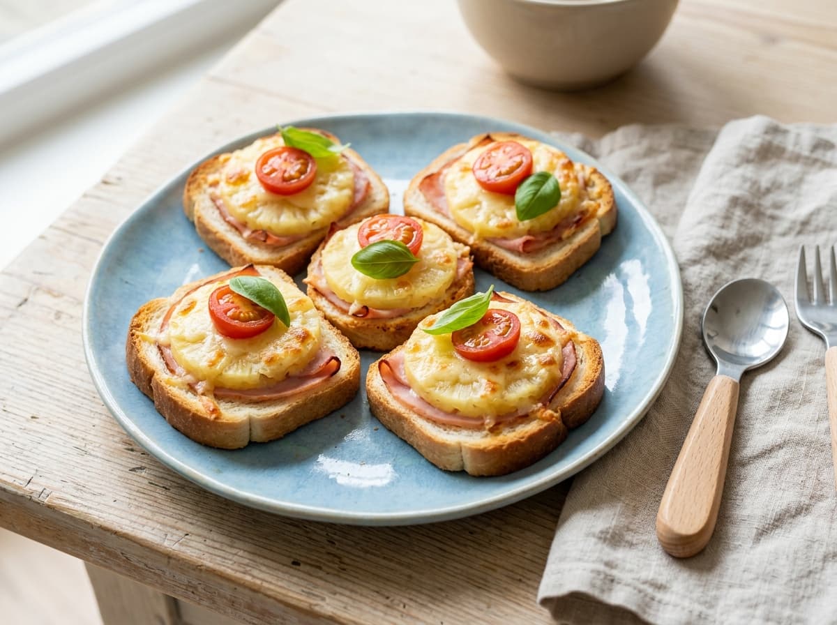 Klassische Mini-Toast-Hawaii aus dem Ofen: Ein leckerer Snack für Kinder