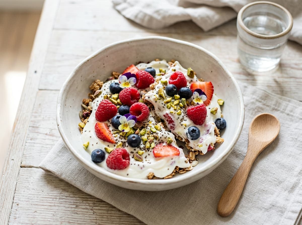 Erfrischender Joghurt-Bruch mit frischen Beeren