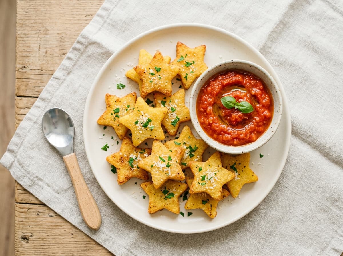 Mini-Polenta-Sterne mit mildem Tomaten-Dip: Ein leckerer Snack