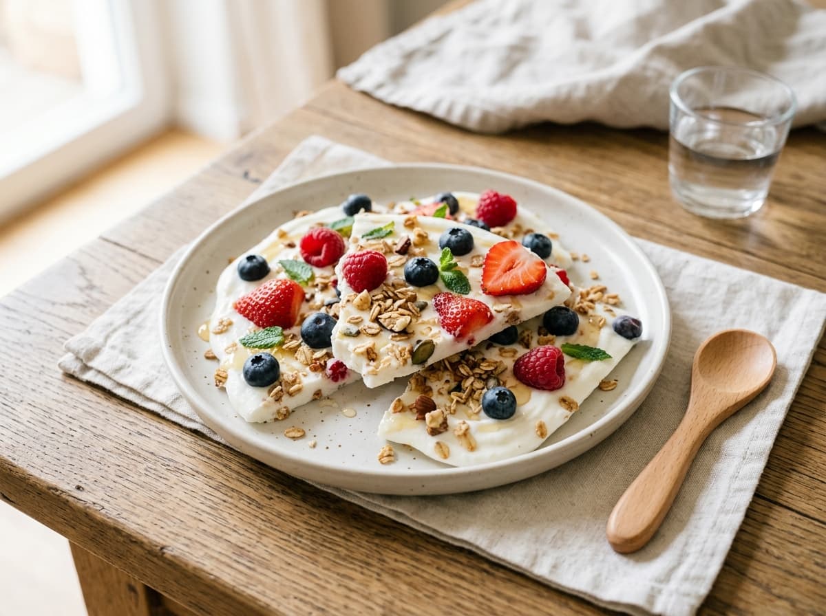 Erfrischende Beeren-Joghurt-Rinde für Kinder