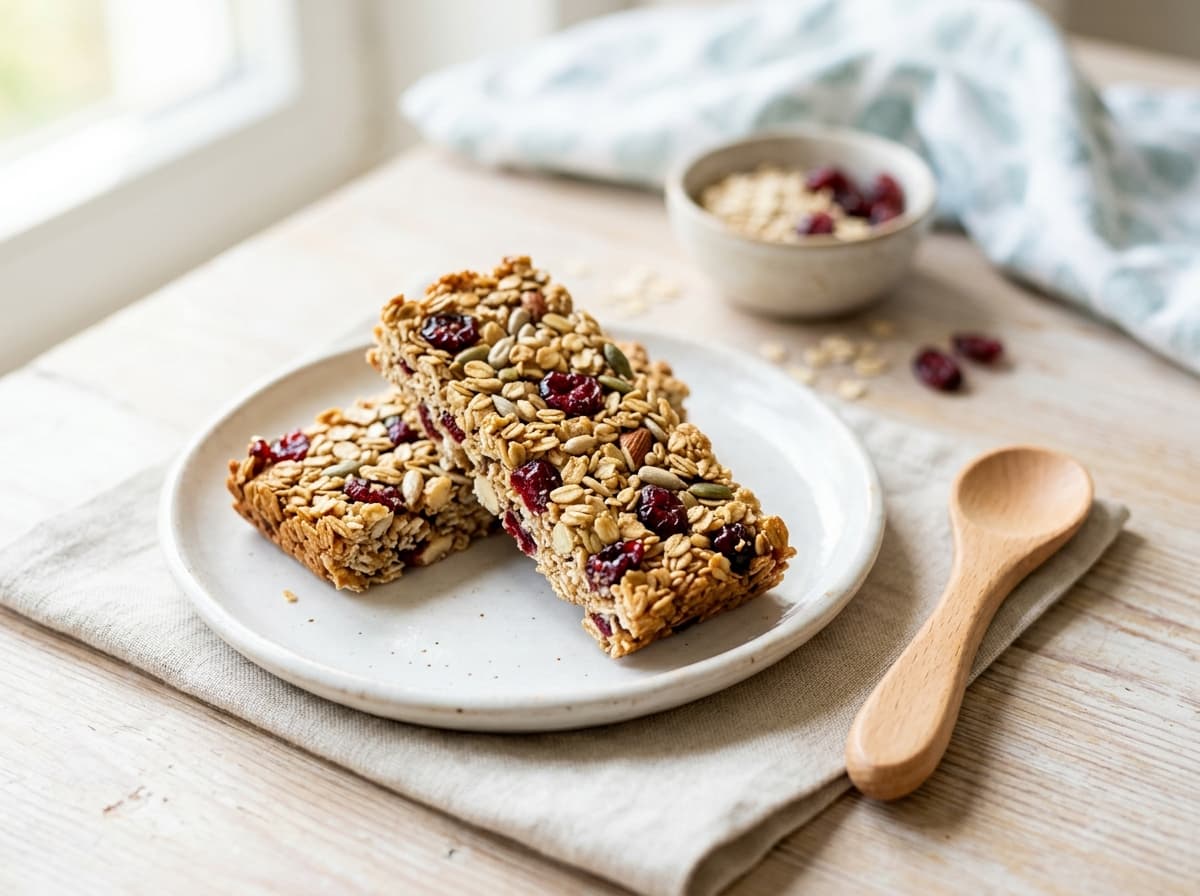 Selbstgemachte Müsliriegel mit Cranberrys für Kinder