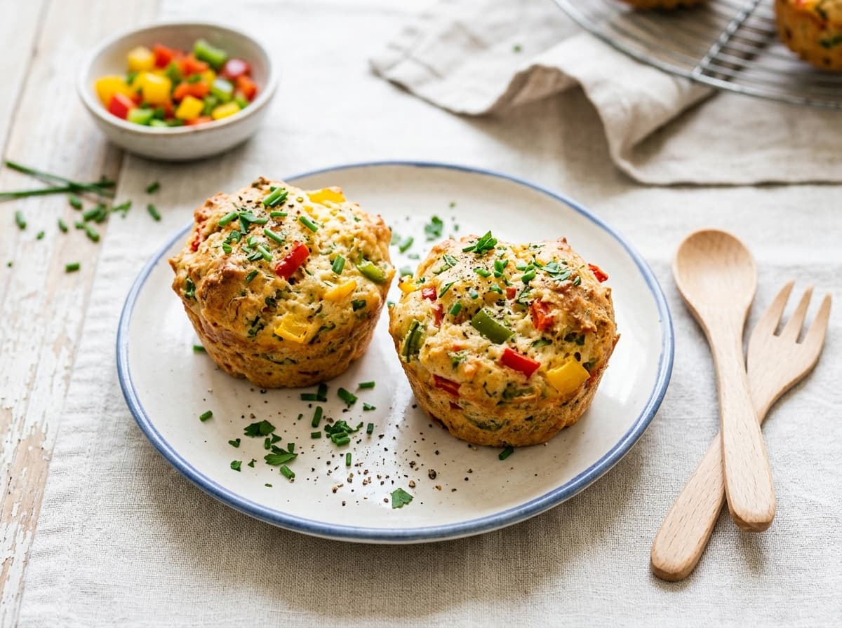 Bunte Paprika-Quark-Muffins zum Zusammenrühren