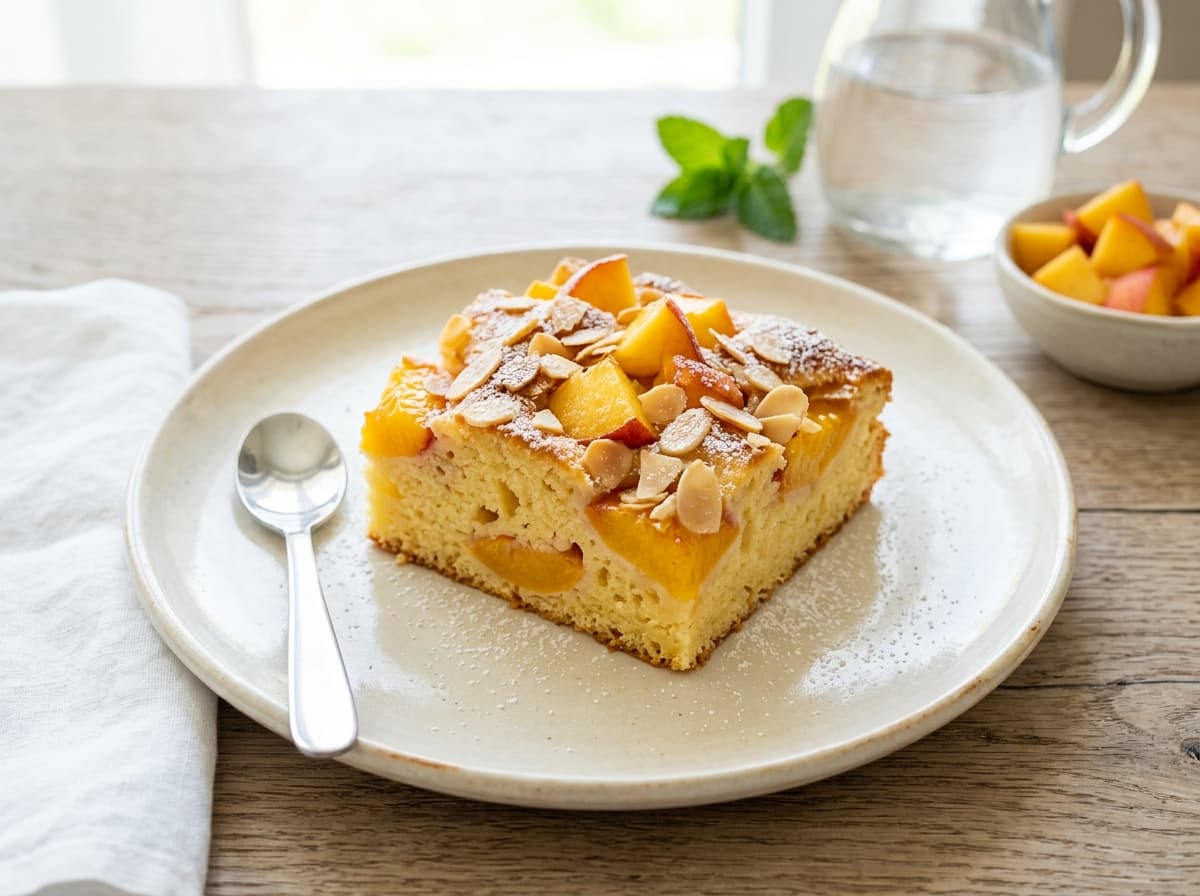 Saftiger Pfirsich-Joghurt-Blechkuchen zum Belegen