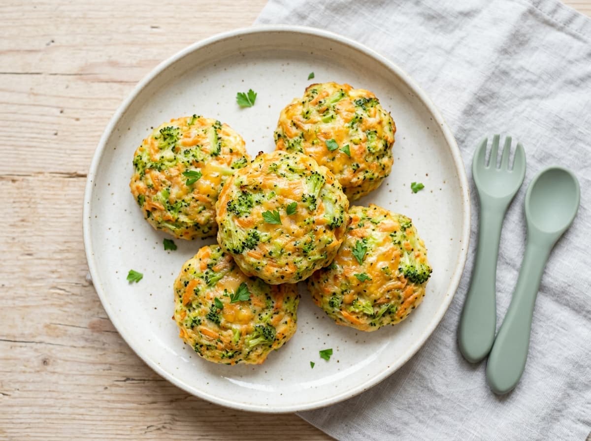 Weiche Brokkoli-Käse-Taler vom Blech für Kleinkinder