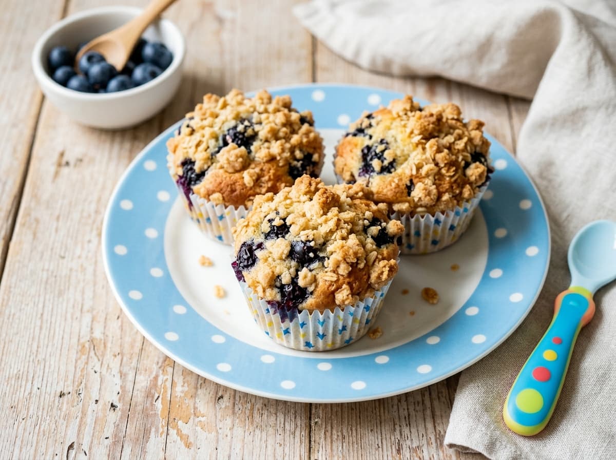 Blaubeer-Muffins mit knusprigen Butterstreuseln für Kinder