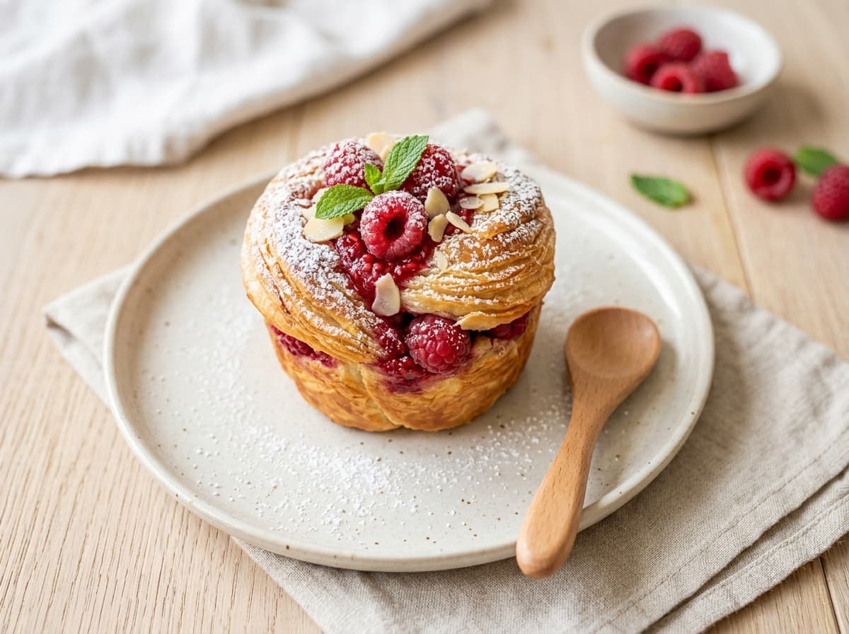 Fruchtige Himbeer-Cruffins aus selbstgemachtem Plunderteig