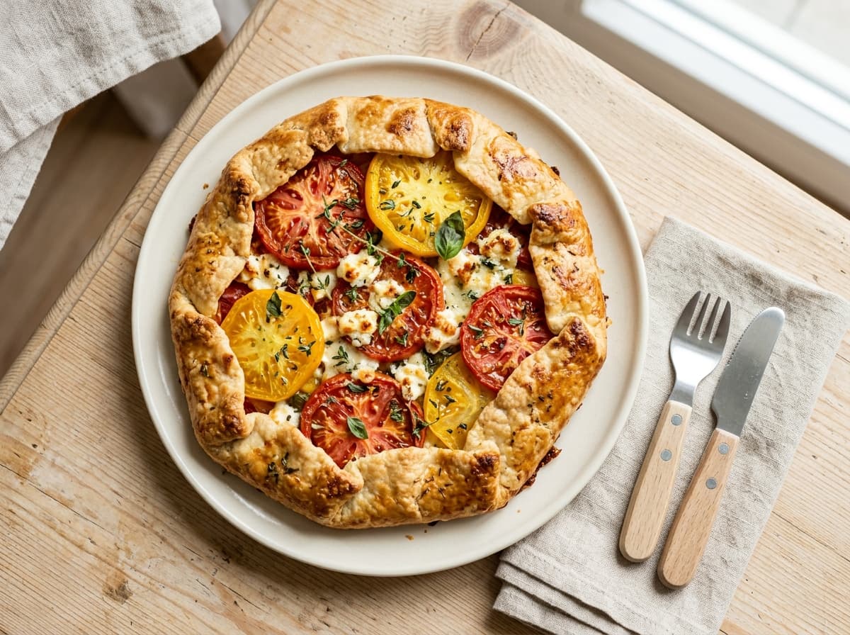 Herzhafte Tomaten-Ziegenkäse-Galette zum gemeinsamen Backen