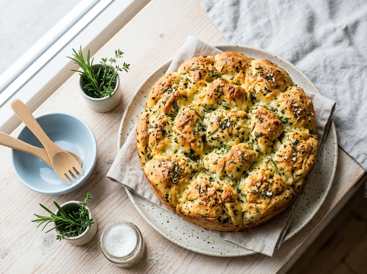 Rustikales Kräuterzupfbrot zum Teilen