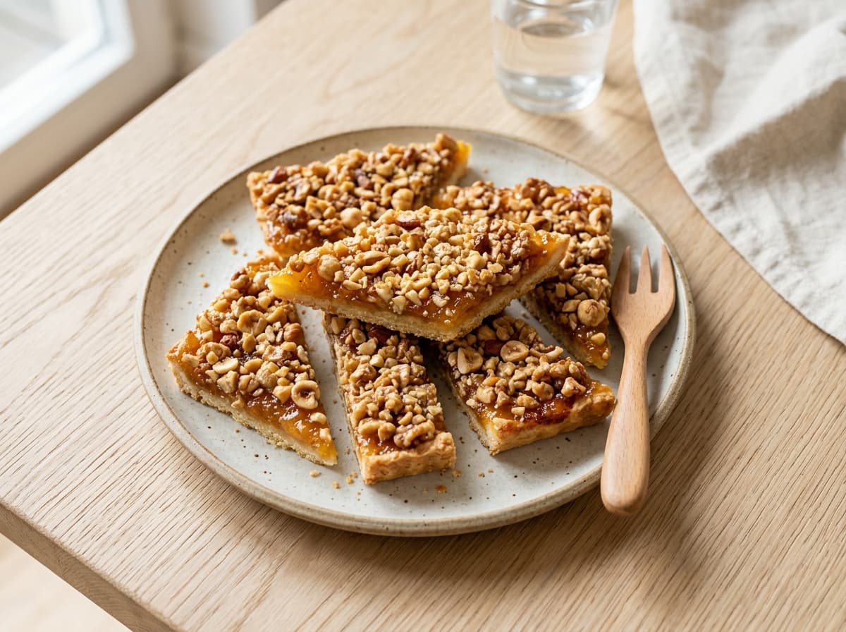Traditionelle Nussecken mit Aprikosenmarmelade backen