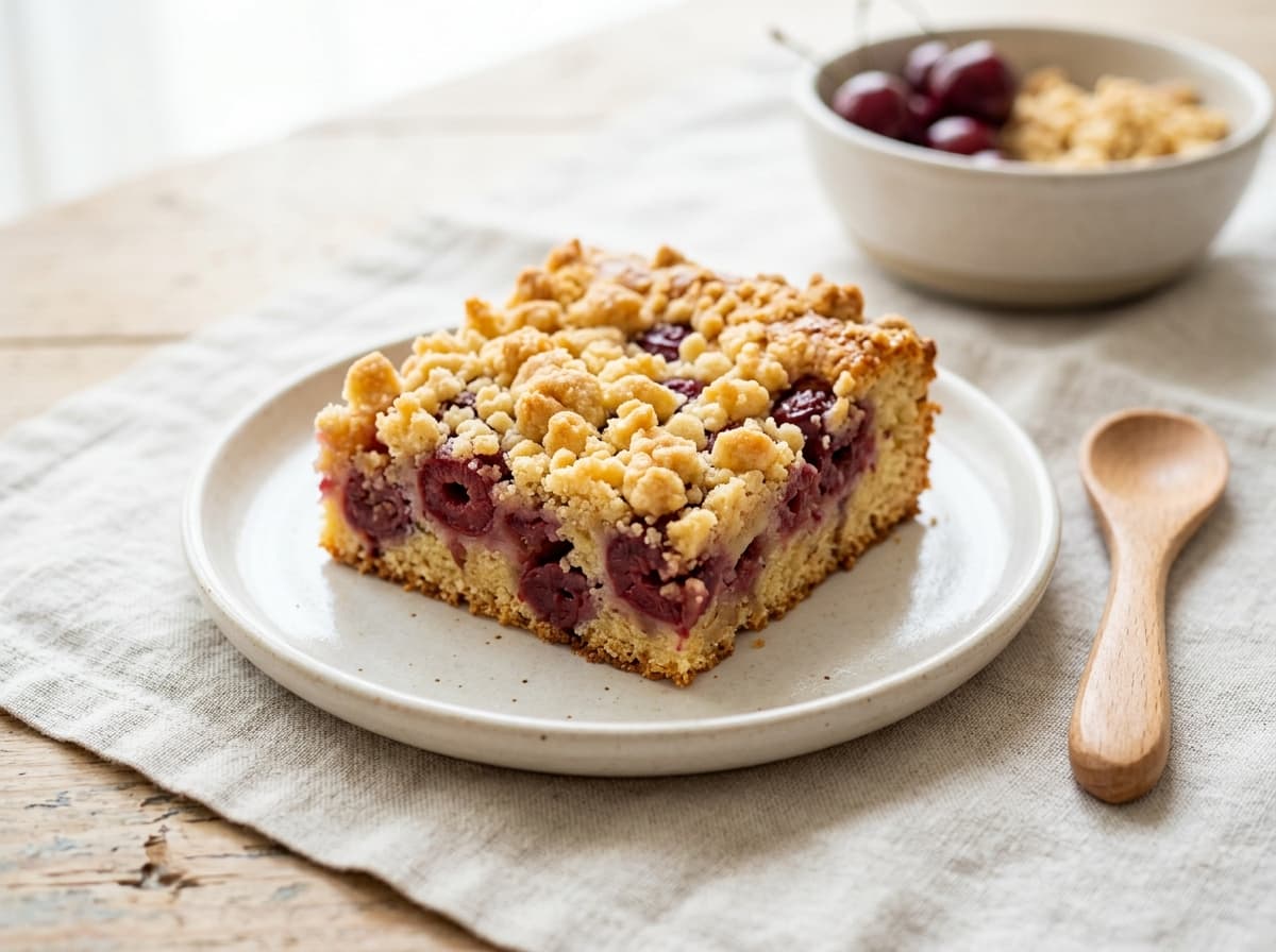 Saftiger Kirsch-Streuselkuchen vom Blech: Backen mit Kindern