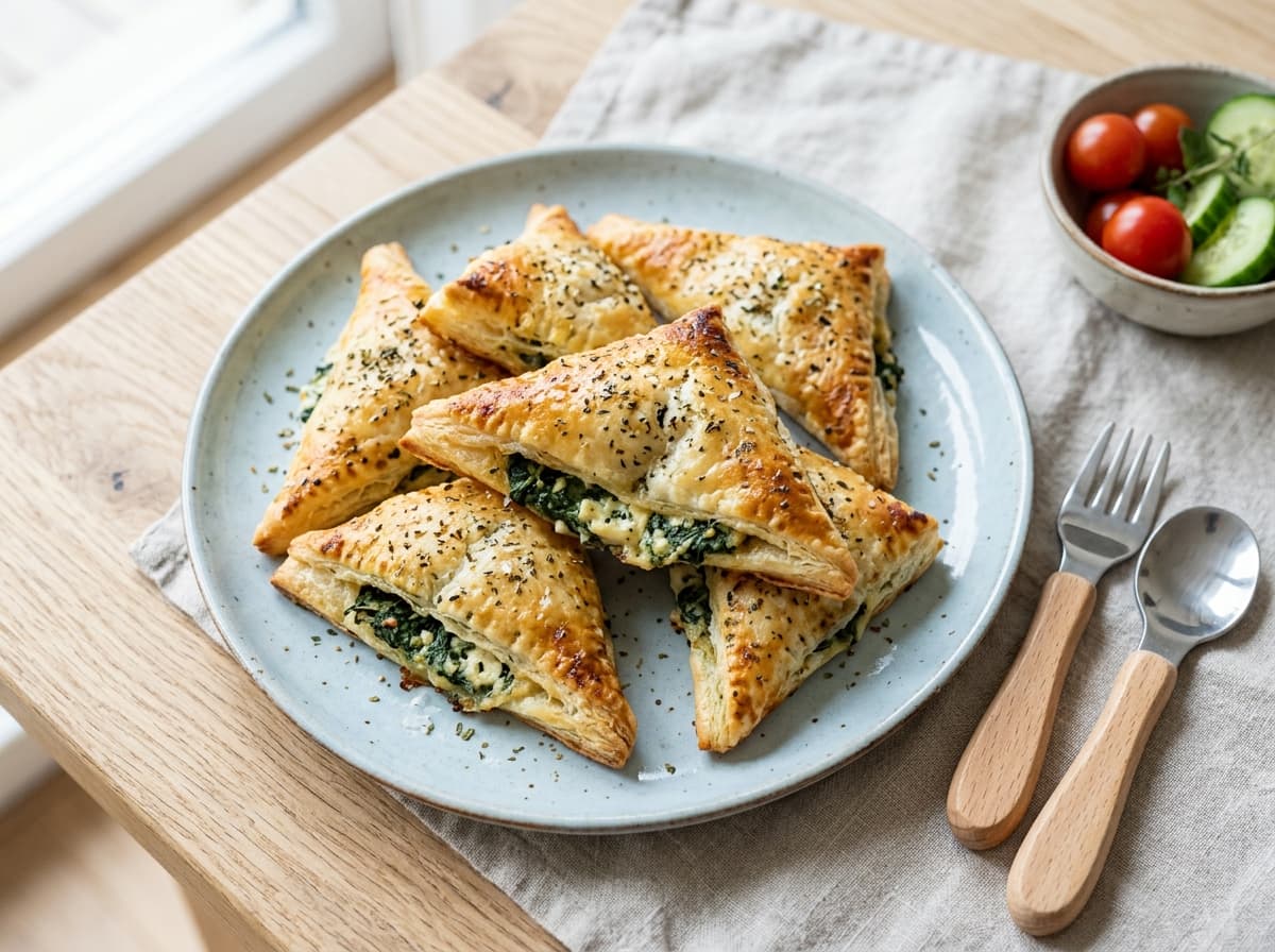 Herzhafte Spinat-Käse-Dreiecke aus Blätterteig