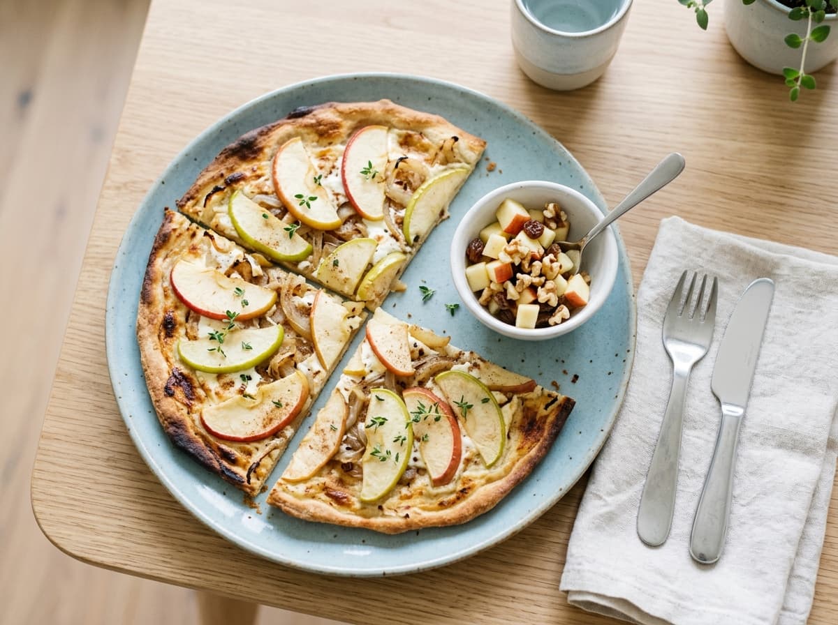 Knuspriger Apfel-Flammkuchen zum Selbstbelegen