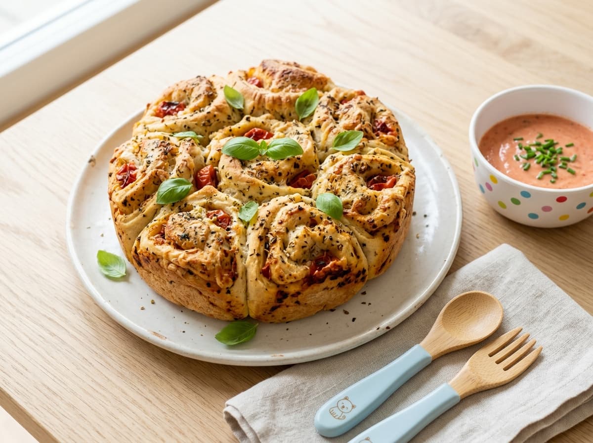Herzhaftes Tomaten-Kräuter-Zupfbrot für Kinder