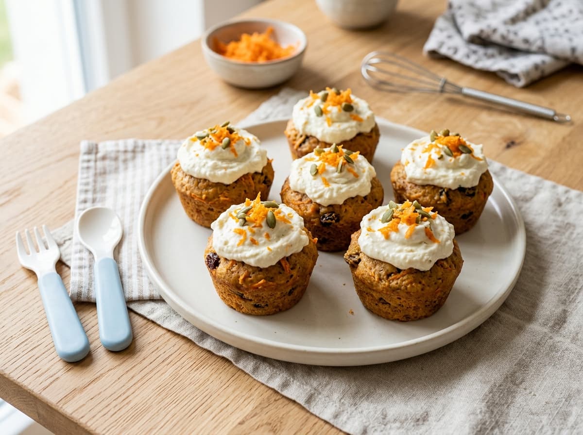 Fluffige Möhrenmuffins mit Frischkäsetopping: Backen mit Kindern
