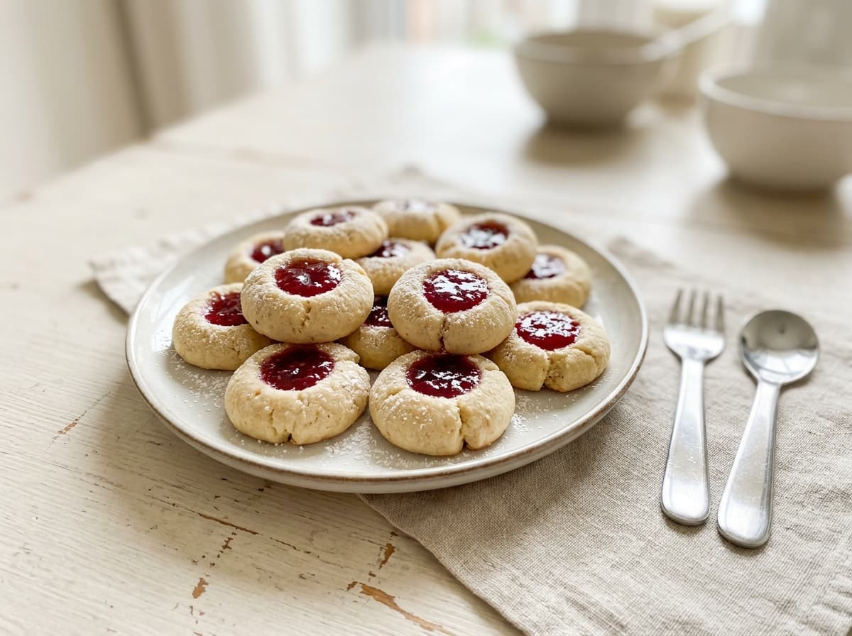 Fruchtige Engelsaugen mit Himbeermarmelade gemeinsam backen