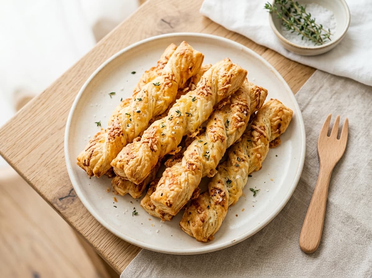 Knusprige Käse-Twister aus Blätterteig zum Mitbacken