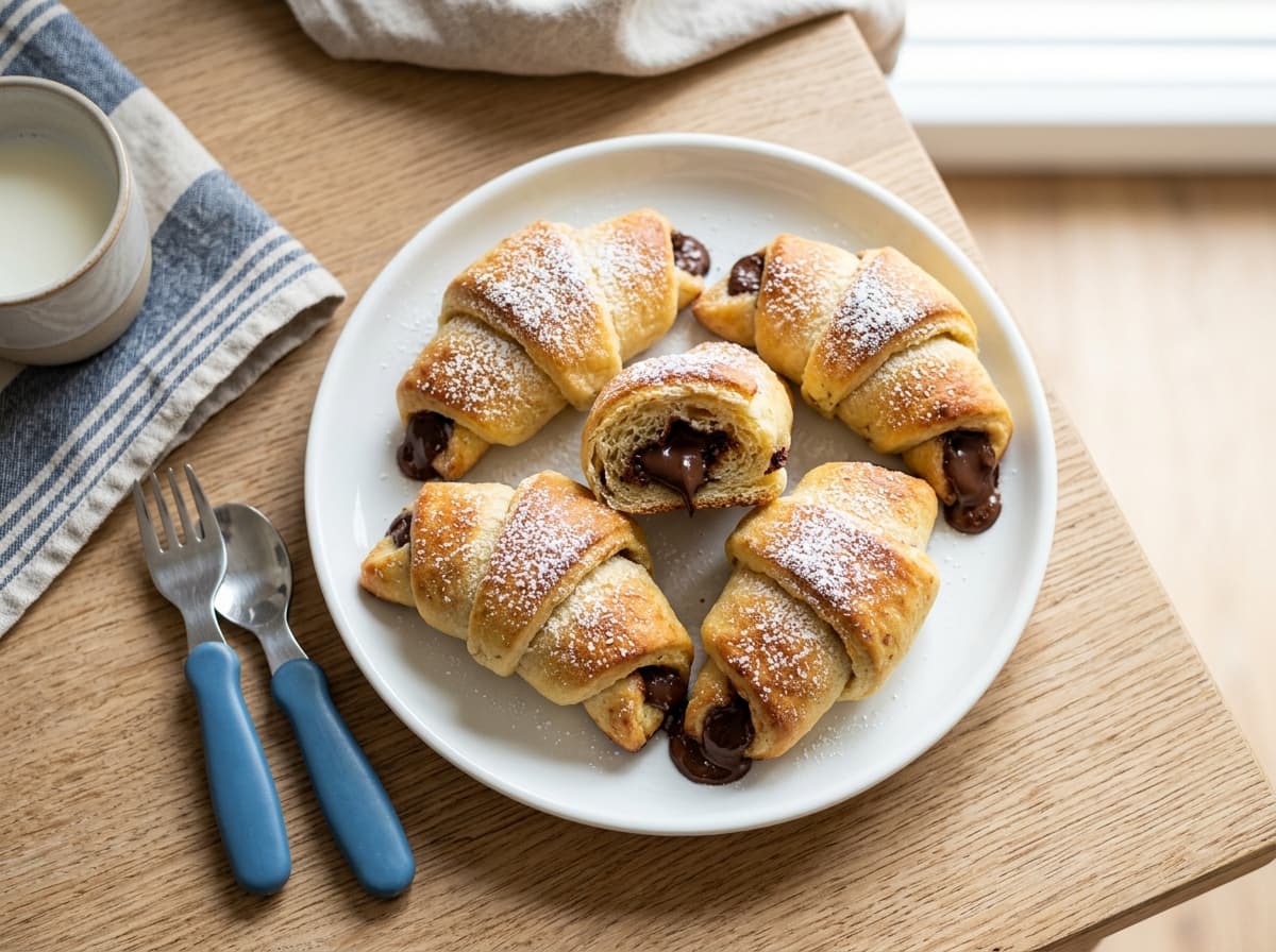 Schnelle Schoko-Hörnchen aus Quark-Öl-Teig für Kinder
