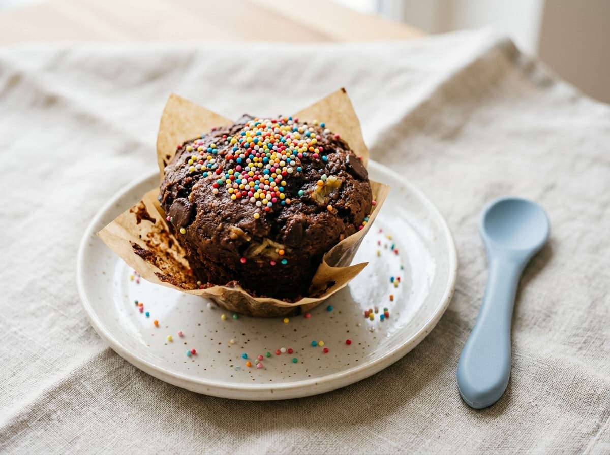 Schoko-Bananen-Muffins mit bunten Streuseln: Ein Rezept für Kinder