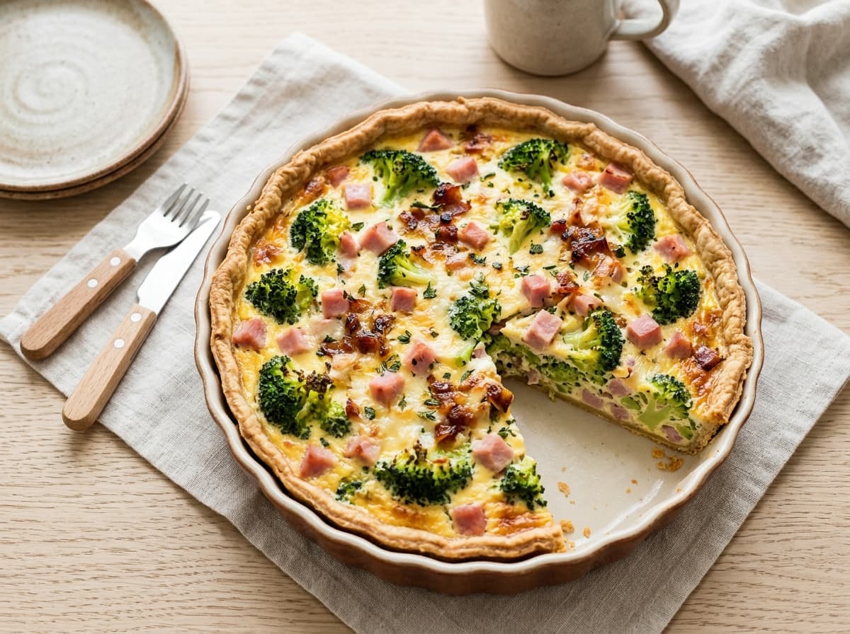 Herzhafte Brokkoli-Schinken-Quiche für die Familie
