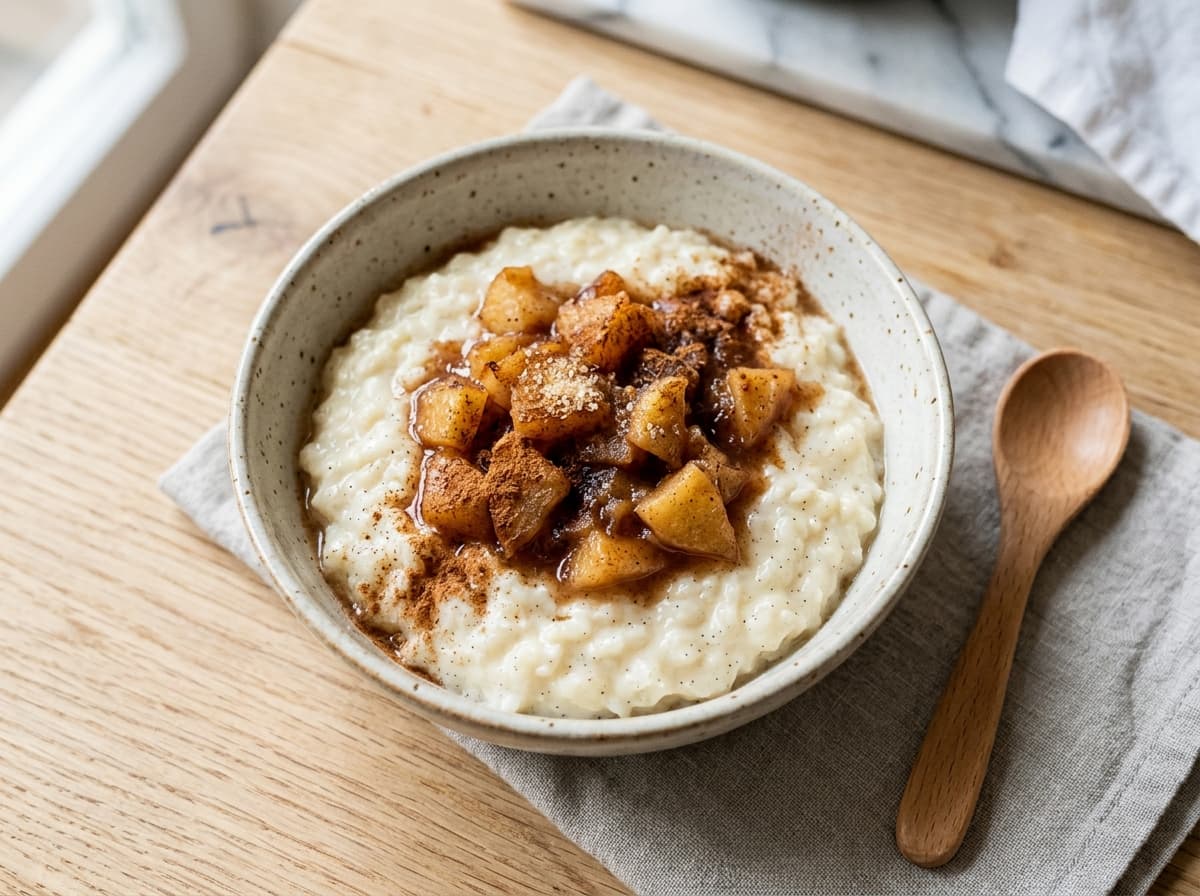 Cremiger Milchreis mit warmem Apfel-Zimt-Kompott