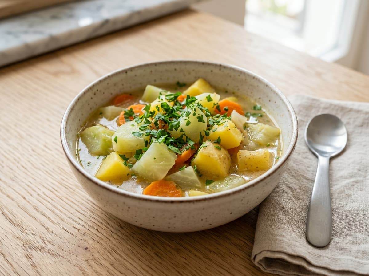 Milder Kohlrabieintopf mit Kartoffeln und frischer Petersilie