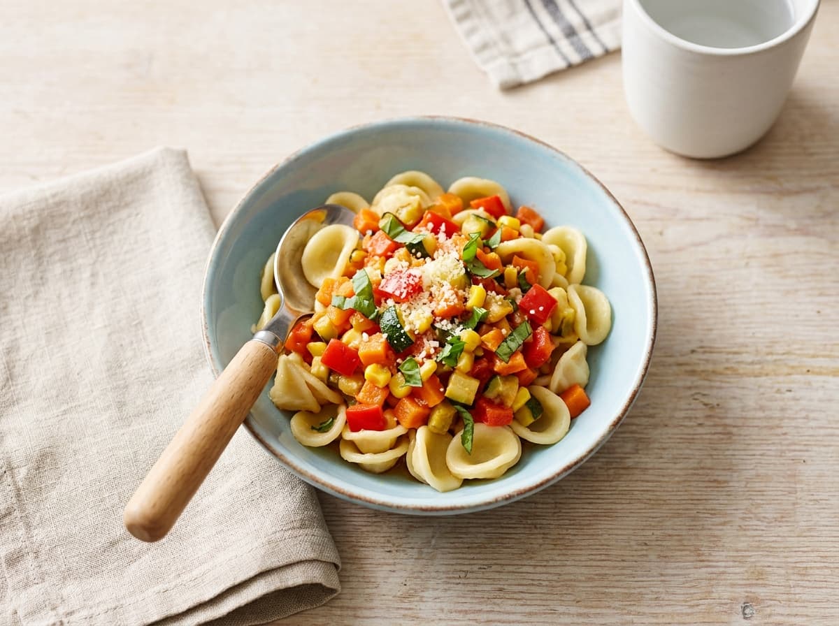 Vollkorn-Nudeln mit milder Möhren-Cashew-Soße