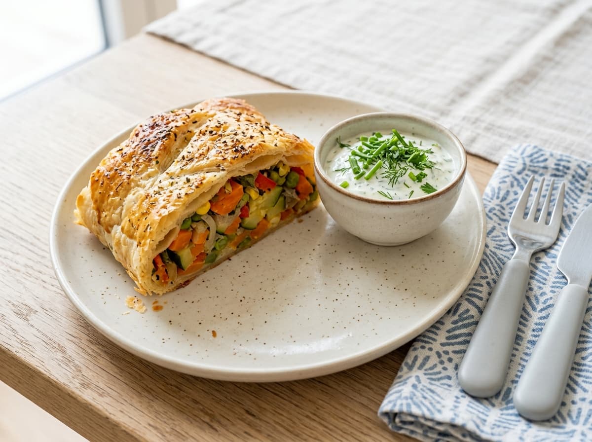 Knuspriger Gemüsestrudel mit mildem Kräuter-Schmand