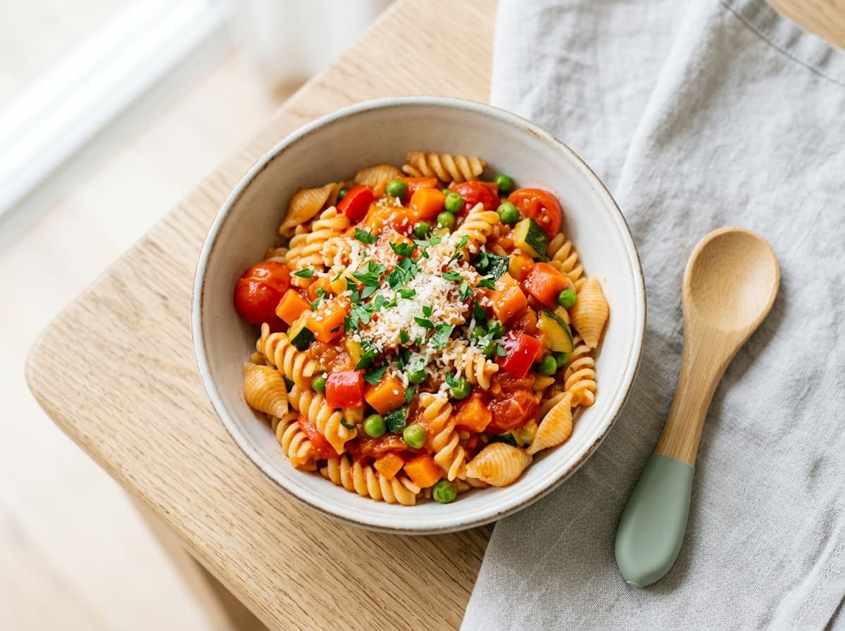 Milder Nudelauflauf mit Tomaten-Ricotta-Sauce für die Schwangerschaft