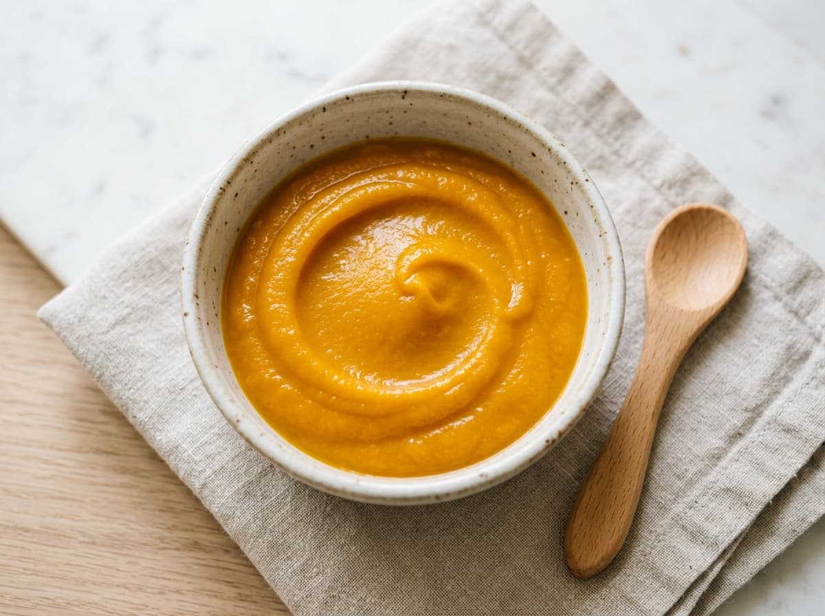 Herbstlicher Butternut-Kürbis-Brei mit Lachs