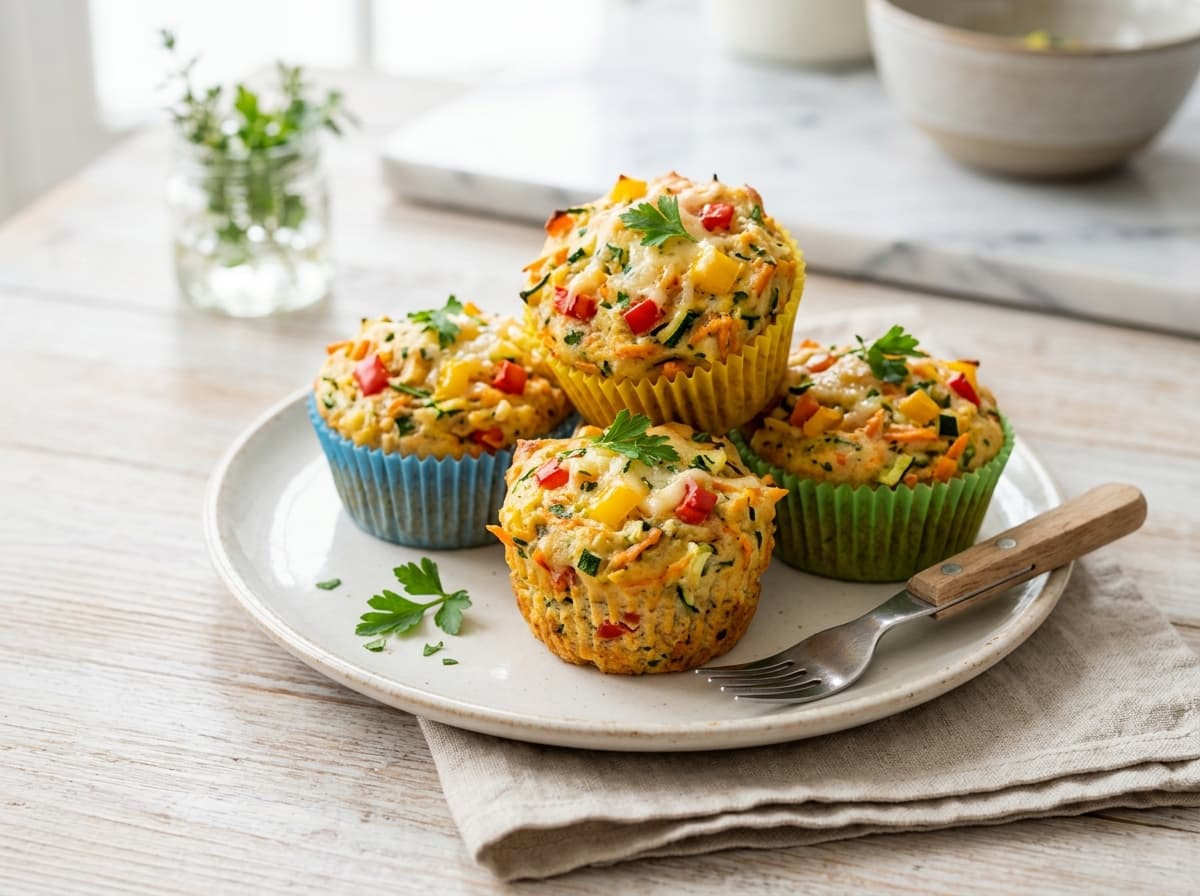 Bunte Faschings-Gemüse-Muffins mit Paprika-Konfetti