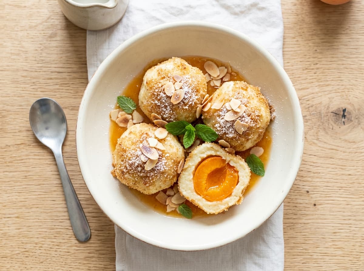 Sommerliche Aprikosen-Quark-Knödel