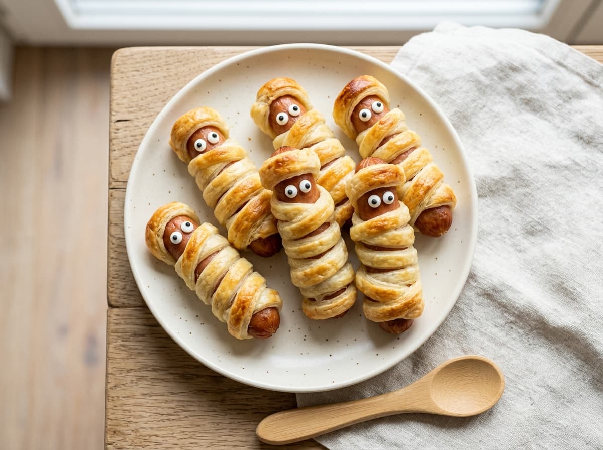 Gruselige Würstchen-Mumien im Blätterteig für Halloween