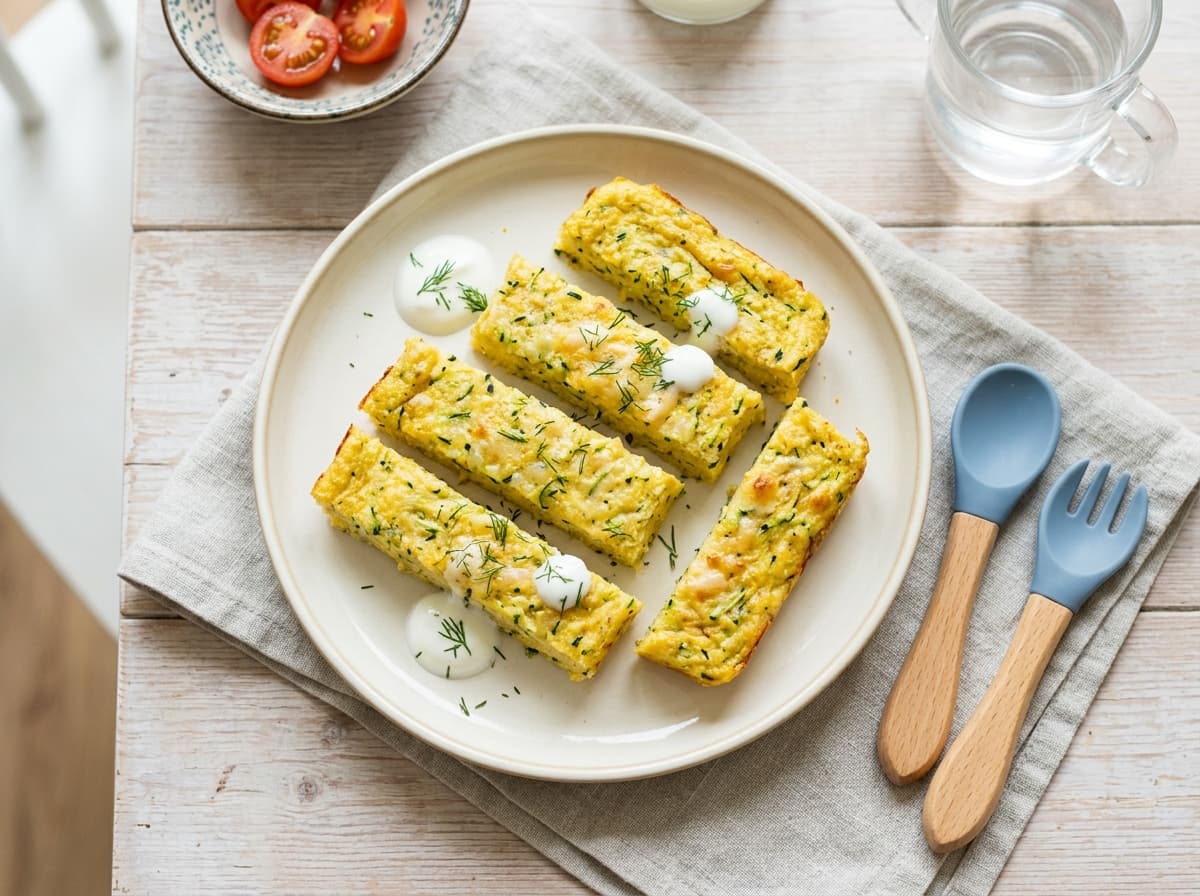 Weiche Zucchini-Polenta-Schnitten für Kleinkinder