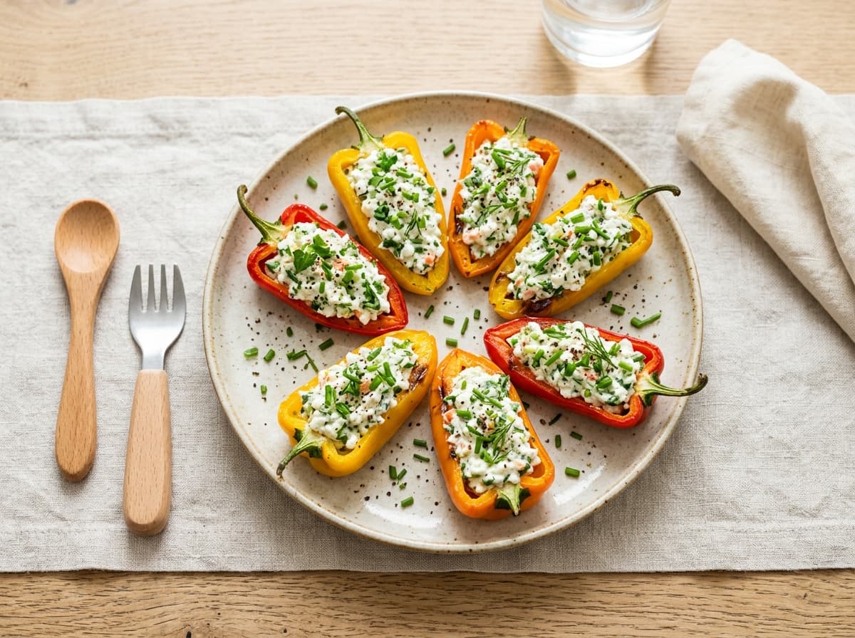 Gefüllte Mini-Paprika mit Kräuter-Hüttenkäse