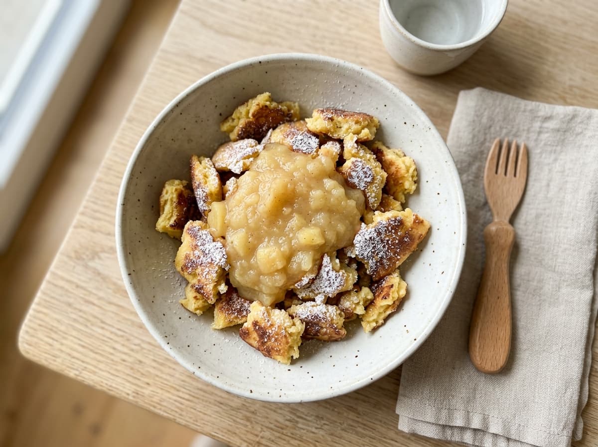 Süße Kaiserschmarrn-Häppchen mit hausgemachtem Apfelmus