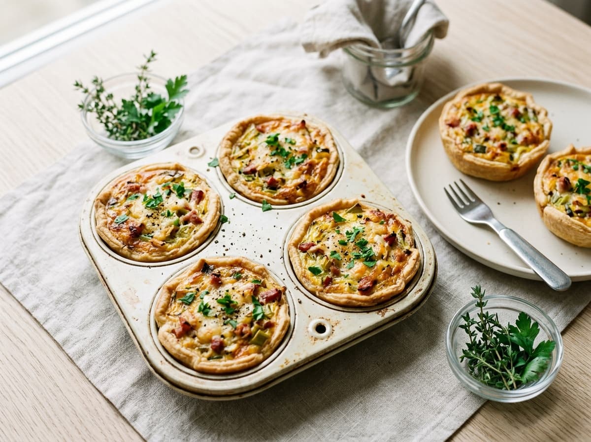 Kleine Lauch-Speck-Quiches aus der Muffinform: Ein herzhafter Snack