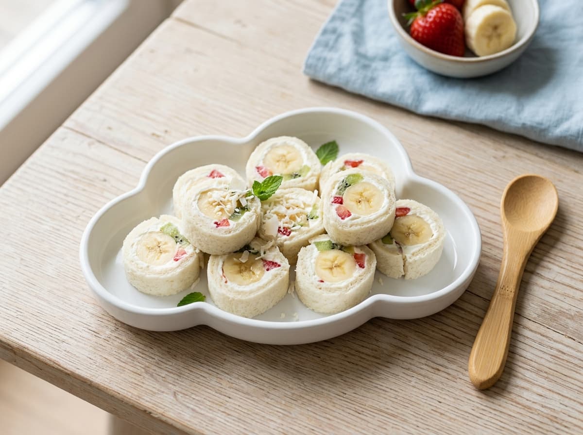 Fruchtige Bananen-Frischkäse-Sushi-Rollen für Kinder