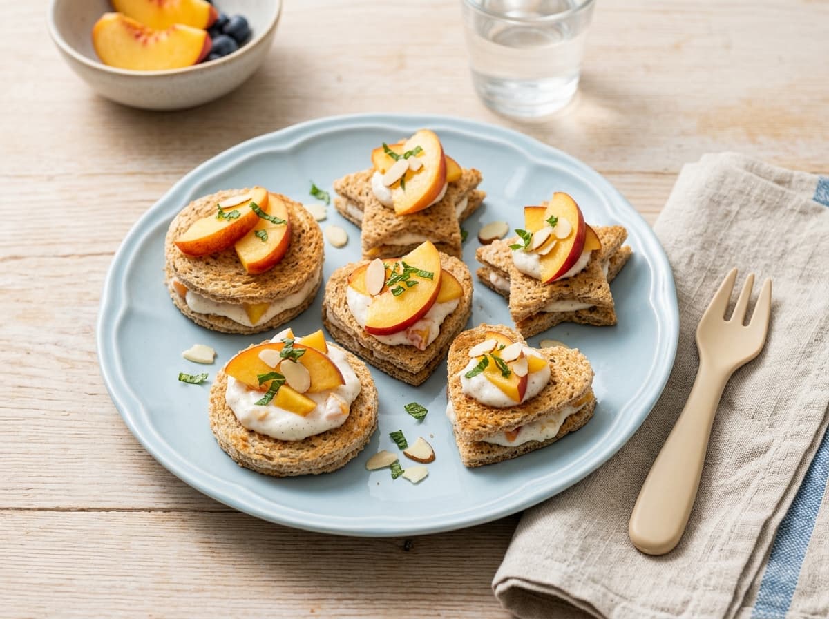 Ausgestochene Quark-Pfirsich-Toasties für Kinder