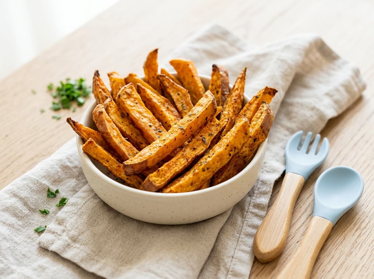 Knusprige Süßkartoffel-Pommes aus dem Ofen für Kleinkinder