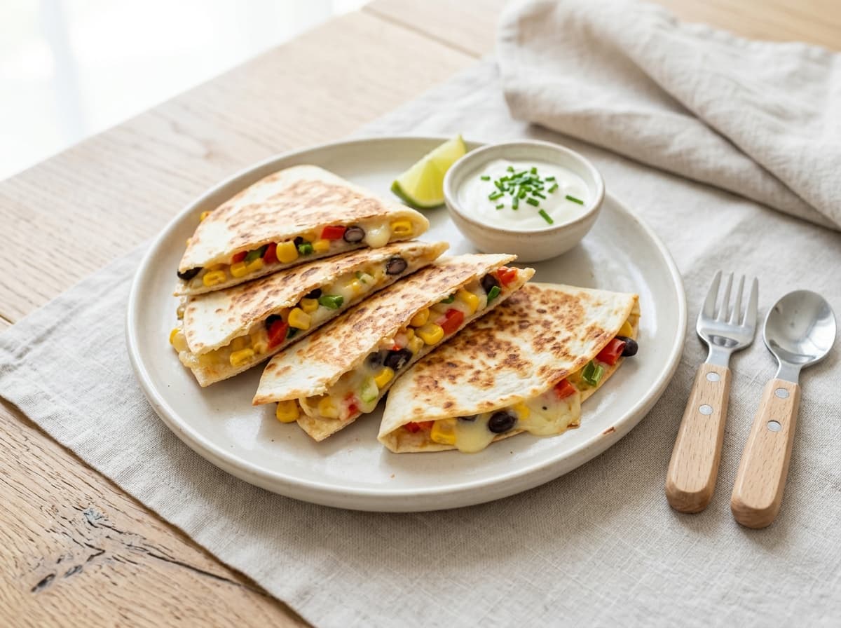 Herzhafte Quesadilla-Ecken mit Mais und mildem Käse