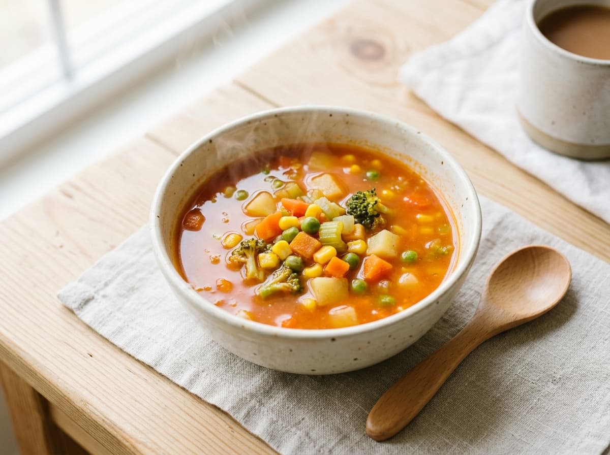 Milde Kartoffel-Brokkoli-Suppe mit weichen Brot-Sticks