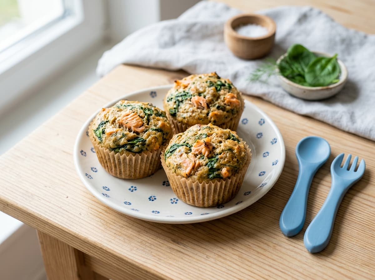 Herzhafte Lachs-Spinat-Muffins für Kleinkinder