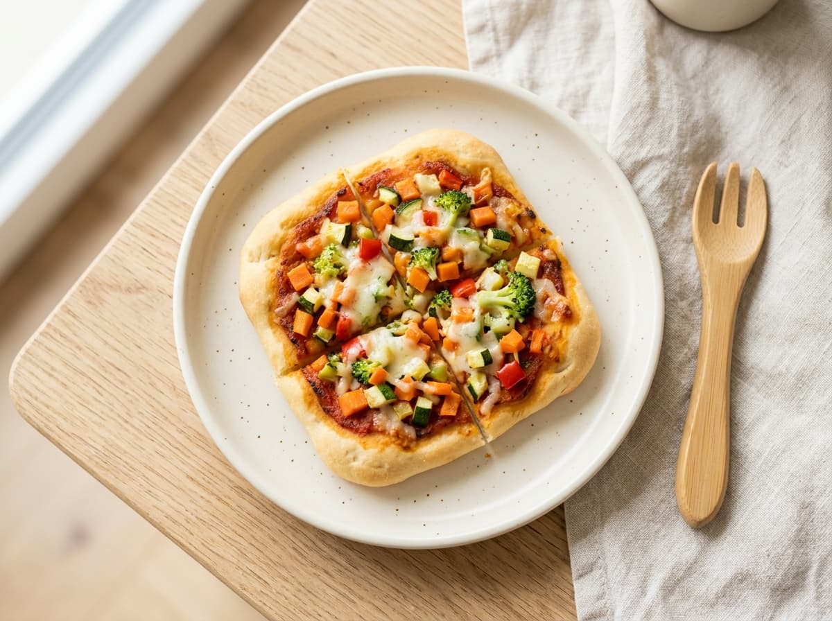 Weiche Gemüsepizza aus Quark-Öl-Teig für Kleinkinder